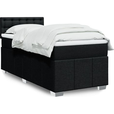 Boxspringbett mit Matratze Schwarz 100x200 cm Stoff
