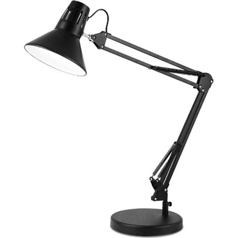 LED desk lamp with eye protection, metal architect's table lamp, super long adjustable swivel arm for reading, black (1/5)