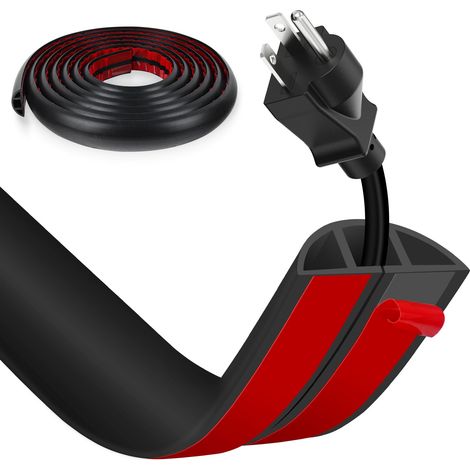 Passe Cable Sol Cache Fil Électrique Auto-Adhésif 1M - Petit Canal de Câble Flexible en PVC pour Bureau, Maison, Concert - Protection des Fils et Prévention des Trébuchements (1/5)