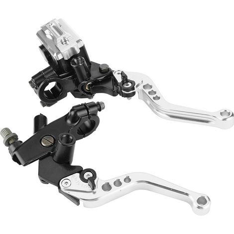 1 paire 7/8 "(22mm) leviers de réservoir de maître-cylindre d'embrayage de frein de moto universels argent (1/5)