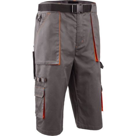 Bermuda de travail long multipoches Coverguard NAVY/PADDOCK II Gris / Orange M.