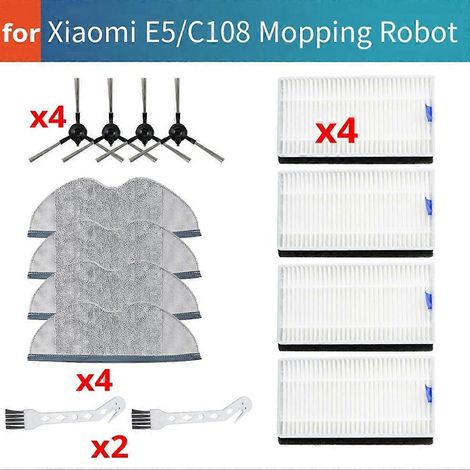 Accessoires pour robot aspirateur Xiaomi E5 C108 : filtre en tissu lavable à l'eau, brosse latérale de rechange, brosse. (1/5)