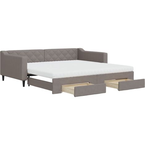 Maison Exclusive - Tagesbett Ausziehbar mit Schubladen Taupe 100x