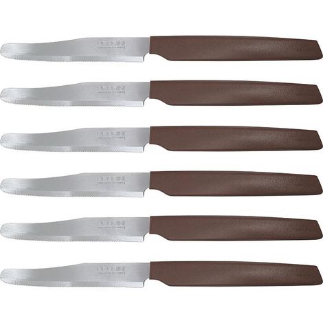 Set 6 Coltelli da Tavola Cucina Active Lama Seghettata Marroni Pedrini (1/2)
