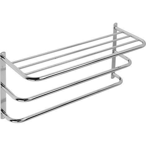 Croydex Wall Mounted Bathroom Towel Rack Tiered in Chrome, Storage Bar