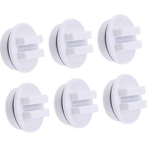 Lot de 6 bouchons antigel pour piscine gonflables pour spa,bouchon d'écumoire pour sortie,adaptateur de vidange de piscine,bouchon de vidange fileté,bouchon de tuyau de retour de piscine,blanc,hiver P (1/5)