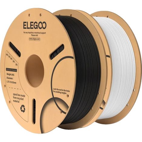 Filamento PLA, diametro 1,75 mm, bobina da 2 kg, bianco e nero (1/2)