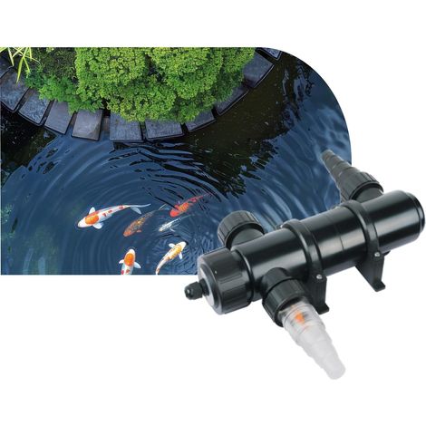 AQPOND Stérilisateur UV pour Bassin - Clarificateur UV-C pour contrôle des algues et de l'eau Verte - Système de stérilisation pour bassins, étangs et fontaines de Jardin, 2500 l/h, 18 W (1/5)