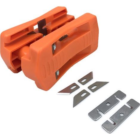 Coupe-bordures à tête plate orange (plus 1 jeu de lames) Raboteuse manuelle, raboteuse manuelle pour le travail du bois, bande de chant, racloir à chants, aplanisseur en plastique, outils manuels pour (1/5)