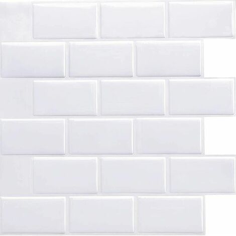Papier peint imperméable à l'eau de salle de bains autocollant mural stéréoscopique 3D autocollant autocollant autocollant de fond de chambre à coucher blanc pur décoration murale papier peint cuisine (1/5)