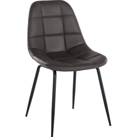 Silla de comedor Tom en tela o polipiel Marrón Simil cuero