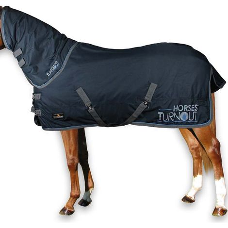 155 cm, Blu: Coperta da paddock con cappuccio imbottita 400 g e tessuto esterno 600 denari modello Turnout