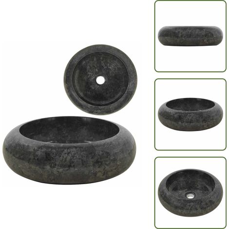 Lavabo redondo - vidaXL Lavabo de mármol negro 40x12 cm - Lavabo moderno