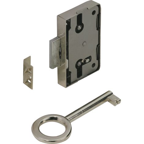 Hettich – Serrure de meuble acier en applique 20 mm réversible – Finition nickelée – Pour porte de meuble – Avec clé