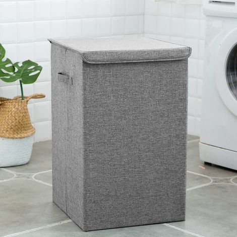 Grey Linen Laundry Basket Hamper Organizer (1/5)