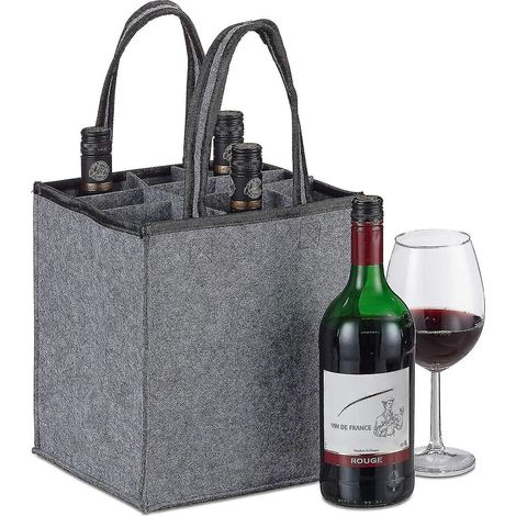 Sac isotherme portable pour 6 bouteilles de vin, idéal pour les pique-niques, la plage et les fêtes. Sac en toile résistante avec poignées.