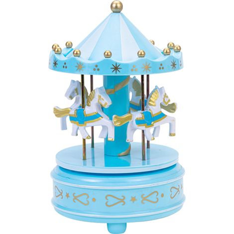 Boîte à Musique - Carrousel À 4 Chevaux - Projection Lumineuse - Décoration De Table - Cadeau D'Anniversaire Ou De Noël - 11 x 17 cm (1/5)