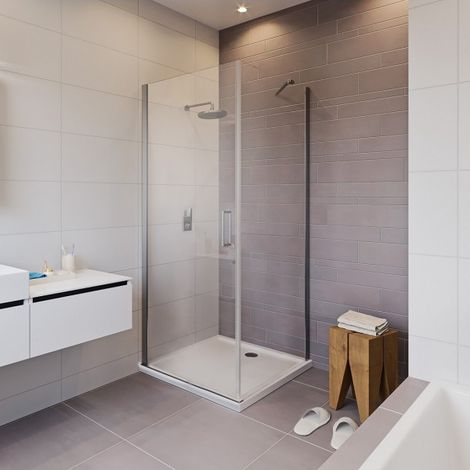 Cabine de douche d'angle NOVIK 201 RIHO 100x80 x200cm avec porte battante (1/3)
