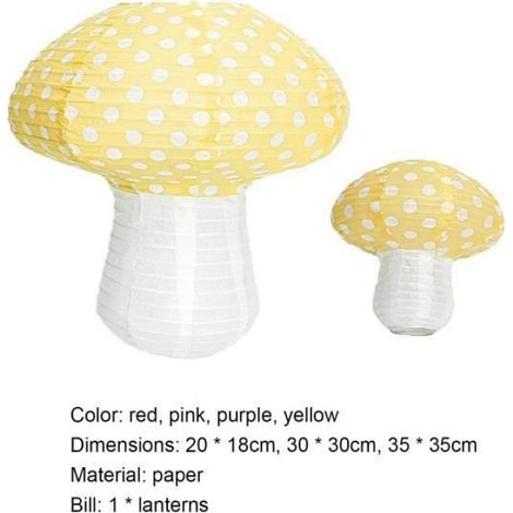 Lanterne Champignon - Pliable En Papier - Pour Décoration De Fête Mariage Anniversaire Douche Nuptiale - 30 x 30 cm (1/4)