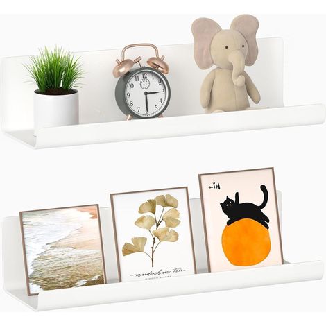 Schweberegal Wandregal 2er Set ohne Bohren 32cm Kunststoff Weiß 2 Pack (1/5)