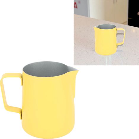 Swan Art Latte-Becher aus Edelstahl, 380 ml, mit spitzem Ausguss zum Aufschäumen von Milch, Kaffeezubehör, hellgelb (1/5)