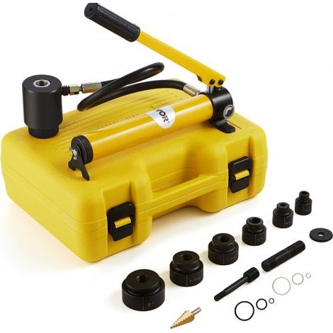 Hydraulisches Lochstanzer-Set Knockout-Lochtreiber-Kit 10t, Handpumpe Stahl Lochwerkzeug mit 6 Stanzformen Stanzen 12,7, 19,05, 25,4, 31,75, 38,1, 50,8mm, Zylinder Lochstanze Hydraulikpumpe (1/5)
