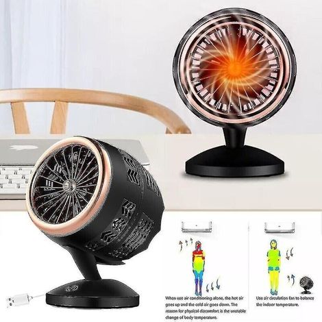 ALLIANDIS350w Espace USB Chauffage Ventilateur Ventilateur Portable Chauffage Rapide Thermostat Maison (1/3)