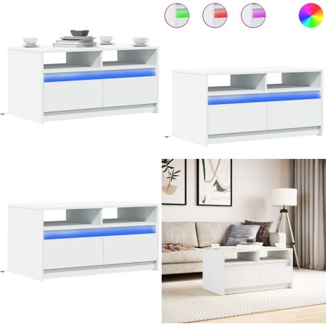 vidaXL LED-Couchtisch Weiß Holzwerkstoff (1/5)
