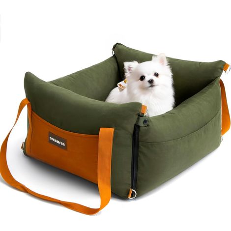 Dog Car Seat for Small and Medium Dogs Under 15kg, Portable Dog Car Basket with Extendable Resting Area, Detachable Car Seat for Transport with Safety Clip