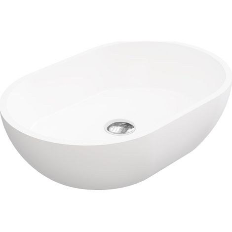 Lavabo bagno ovale 58 cm in Solid Surface Bianco - SENGLI (1/4)