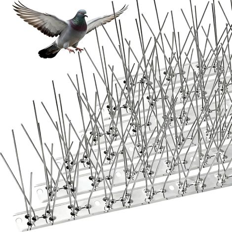 Piques à oiseaux, Piques anti-pigeons avec base en acier inoxydable, Piques dissuasives pour oiseaux pour balcon, toits et fenêtres, pour dissuader les mouettes, les écureuils, les pigeons et les (1/5)