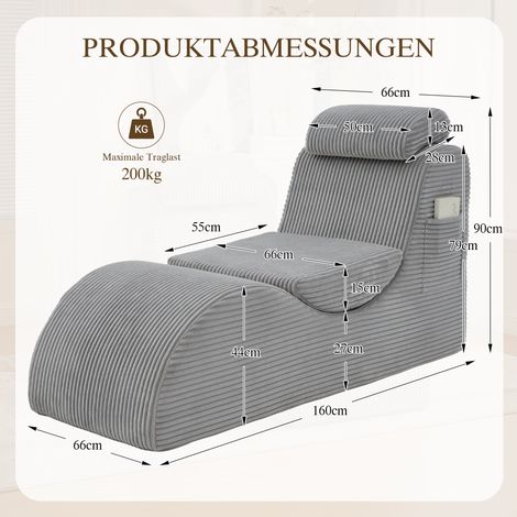 Fauteuil détente moderne au design unique, forme ergonomique en mousse compressée haute élasticité. Housse de siège amovible et poche latérale pour un confort quotidien. Gris clair. (1/5)