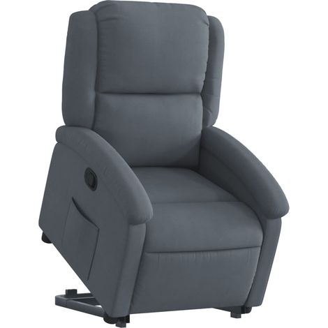 Poltrona relax TV rivestimento confortevole funzione sollevamento elettrico in velluto grigio scuro DEC027965