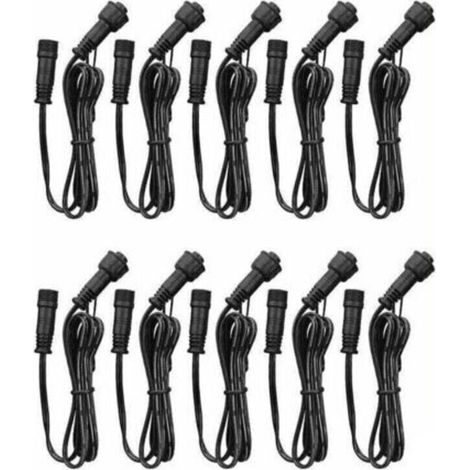 Cavo di prolunga, confezione da 10, per faretti LED da incasso, impermeabile secondo IP67, 1 m, 2 pin, con spina e presa