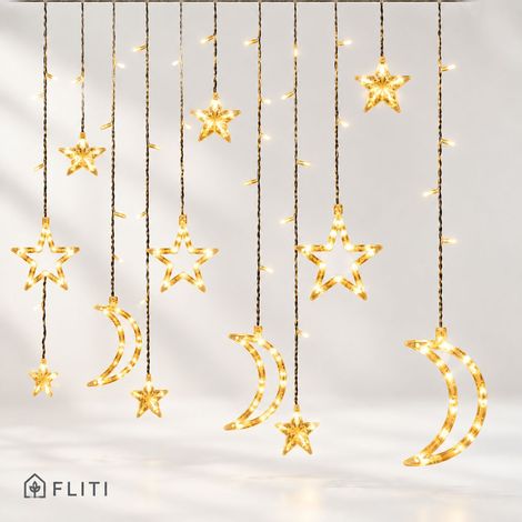 FLITI LED Moon and Star String Lights - 220V EU Plug, Connectable in Series - Christmas Decoration, Warm Indoor Atmosphere (1/5)