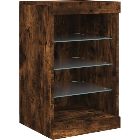 Aparador cómoda cómoda armario mueble organizador cocina salón salón con luces LED 41 x 37 x 67 cm marrón 020029886