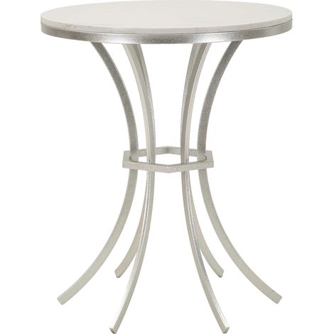 Tavolino da Salotto Faka, Ripiano Effetto Marmo, Forma Rotondo, Colore Ripiano Bianco, 56x56x68h cm Bianco Marmo