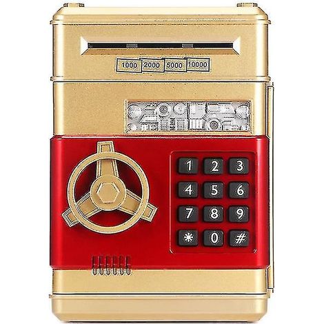 Coffre-fort électronique pour enfants - Tirelire pièces et billets, boîte sécurisée en métal (1/4)