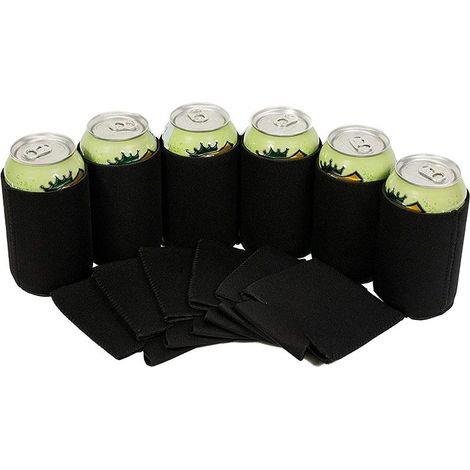 Pochettes isothermes pliables unies pour boissons gazeuses, à personnaliser par sublimation pour mariages et enterrements de vie de jeune fille (noir) (1/5)