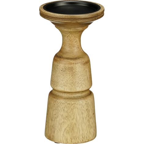 Mica Decorations Kerzenständer Nino mango wood 10 x 21 cm dunkel braun Kerzenhalter