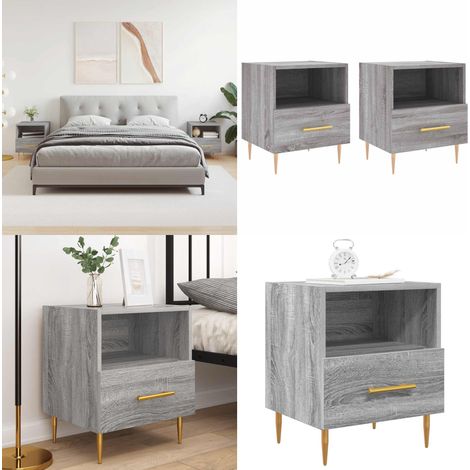 Nachttische 2 Stk. Grau Sonoma 40x35x47,5 cm Holzwerkstoff - Nachttische - Holz Nachttisch (1/5)