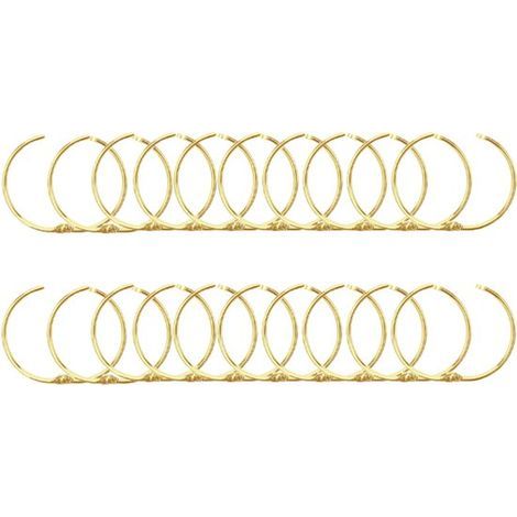 Anneaux de rideau de douche - 20 pièces - Diamètre intérieur 5 cm - Ring de rideau - Douche de rideau de douche - Porte- Porte-clés - Crochet - Set Ring de rideau de douche - Goud - Rond - Métal - Con (1/4)