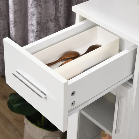 Meuble TV contemporain en verre et bois, 95x60x40cm, blanc, avec tiroir et armoire de rangement. (1/5)