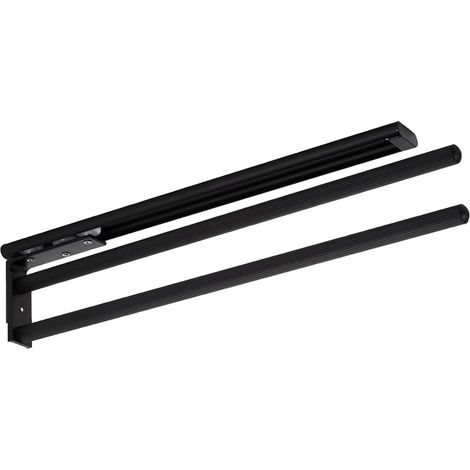 Itar – Porte essuie-tout coulissant noir – 2 bras – Hauteur 92 mm – Montage latéral sous plan de travail – Pour cuisine et salle de bain