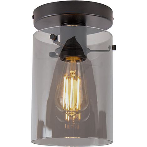 Design Ceiling Light Black with Smoke Glass - Dome