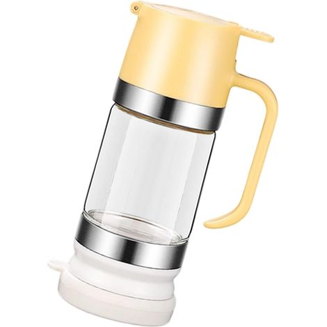 Dispensador de miel de cristal con botón pulsador antifugas, ideal para la cocina. (1/5)