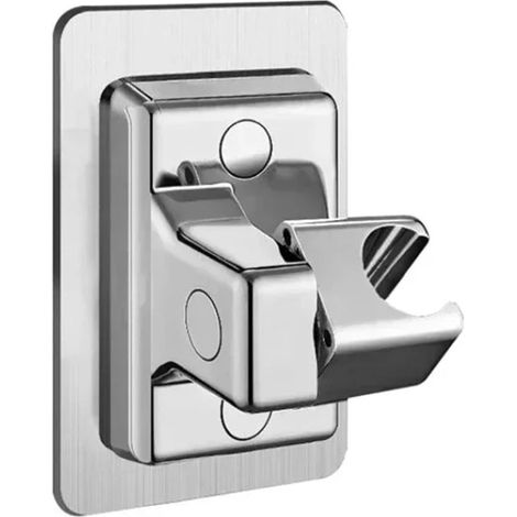 Duschkopfhalterung ohne Bohren – Selbstklebende Duschkopfhalterung – Verstellbarer Neigungswinkel – Universelle Handbrausehalterung – Silber (1/5)