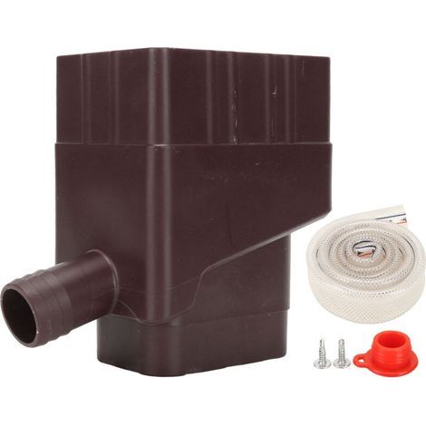 Rainwater harvesting system, standard downspout diverter connector system, with 40-inch hose, for lawn and garden, dark brown (1/5)
