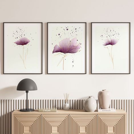 Lot de 3 Affiches / Posters Triptyque - Fleurs - 3 Affiches - 70x100 cm (Cadres non fournis) - Photo pleine page (1/5)