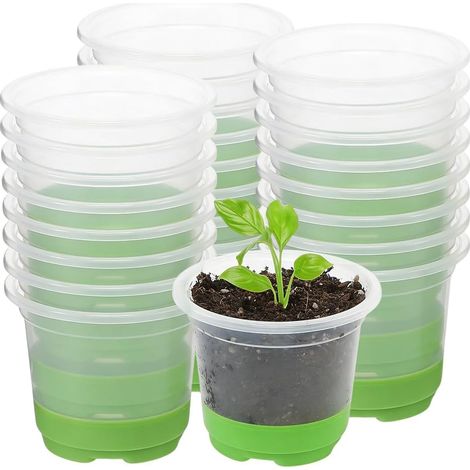 Seedling Buckets, 24 Stück with Silicone Base and Drainage Holes Container Plastic Plant Pots Transparent Nursery Pots Reusable Seedling Starter Pots for Young Plants (1/5)